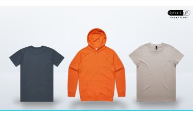 Blank charcoal cotton tee, orange pullover hoodie and stone women's tee lined up as starter blanks for a clothing label
