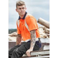 Men's Hi Vis Spliced Short Sleeve Polo - Shoulder Taped