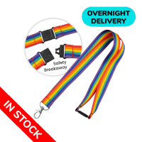 In Stock 20mm Rainbow Lanyard with Safety Clip