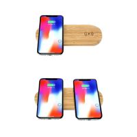Dual Wireless Bamboo Charging Pad