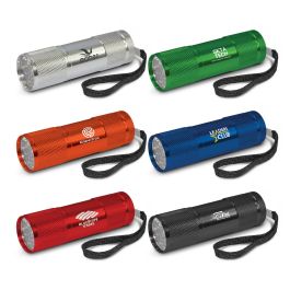 Nebula anodised aluminium torch with LED beam and wrist strap