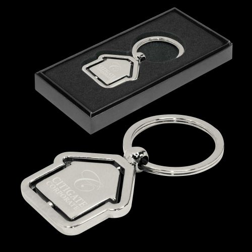 Spinning House Metal Key Ring