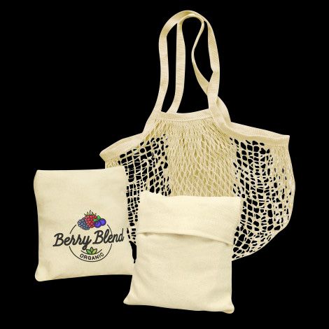 Cotton Mesh Foldaway Tote Bag