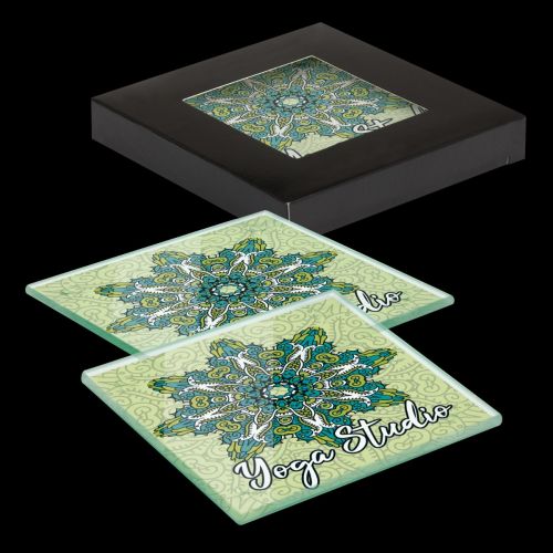 Venice Glass Coaster Set of 2 Square - Full Colour