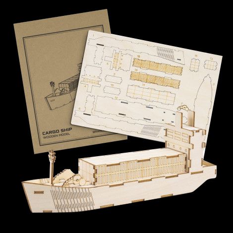 BRANDCRAFT Cargo Ship Wooden Model