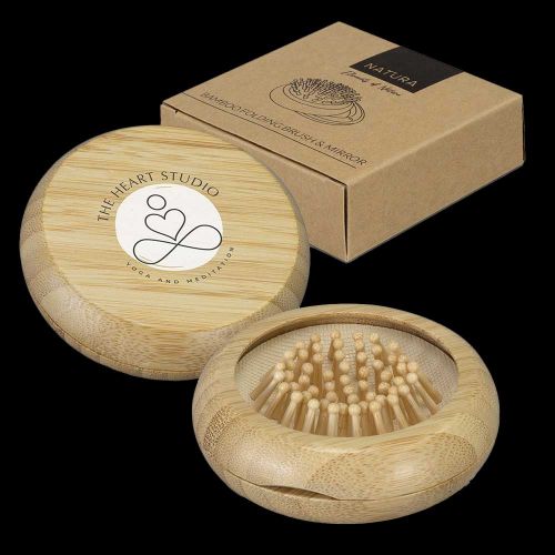 NATURA Bamboo Folding Brush and Mirror