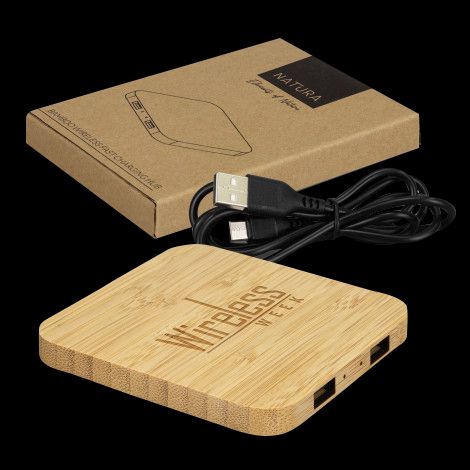 NATURA Bamboo Wireless Fast Charging Hub