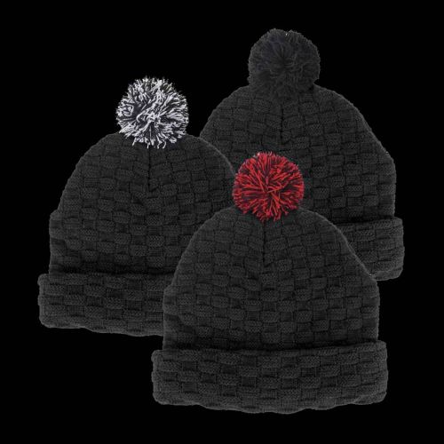 Pom Pom Double Layer Knit Beanie