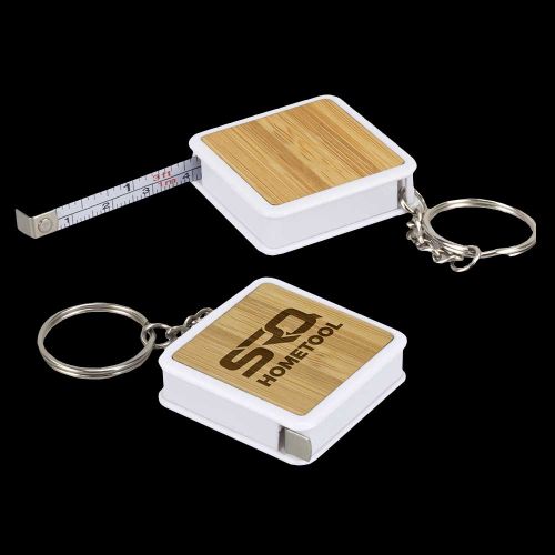 Bamboo Tape Measure Key Ring