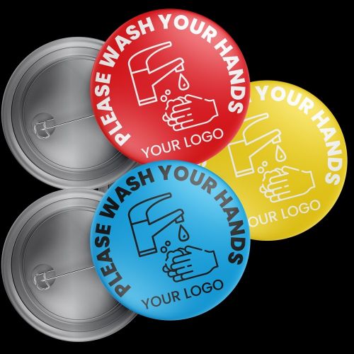 Hand Wash Button Badges