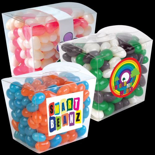 Corporate Colour Mini Jelly Beans in Clear Mini Noodle Box