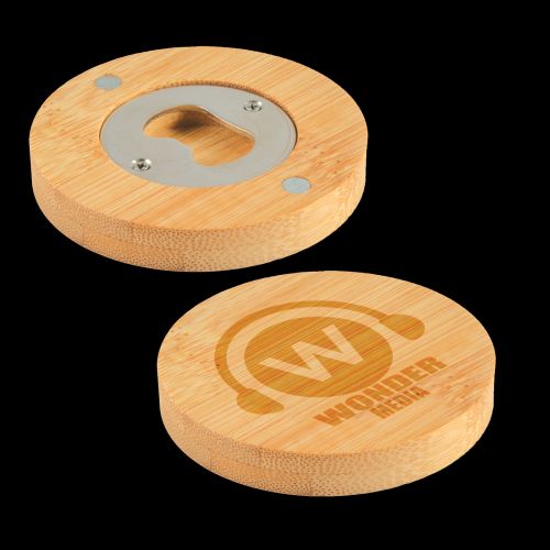 Discus Bamboo Bottle Opener Coaster