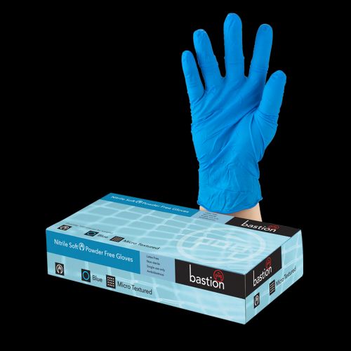 Bastion Nitrile Soft Powder Free Blue Gloves