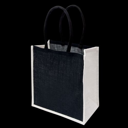 Large Jute Tote - Black/White