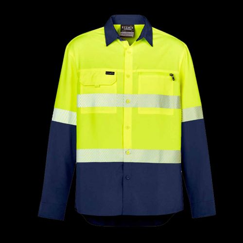 Mens Hi Vis Outdoor Segmented Tape L/S Shirt