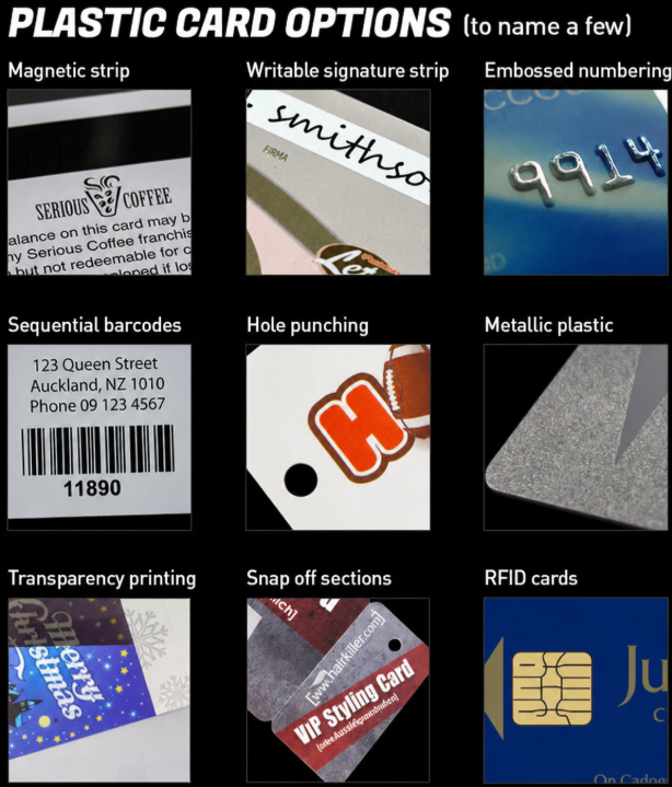 Printed plastic card options