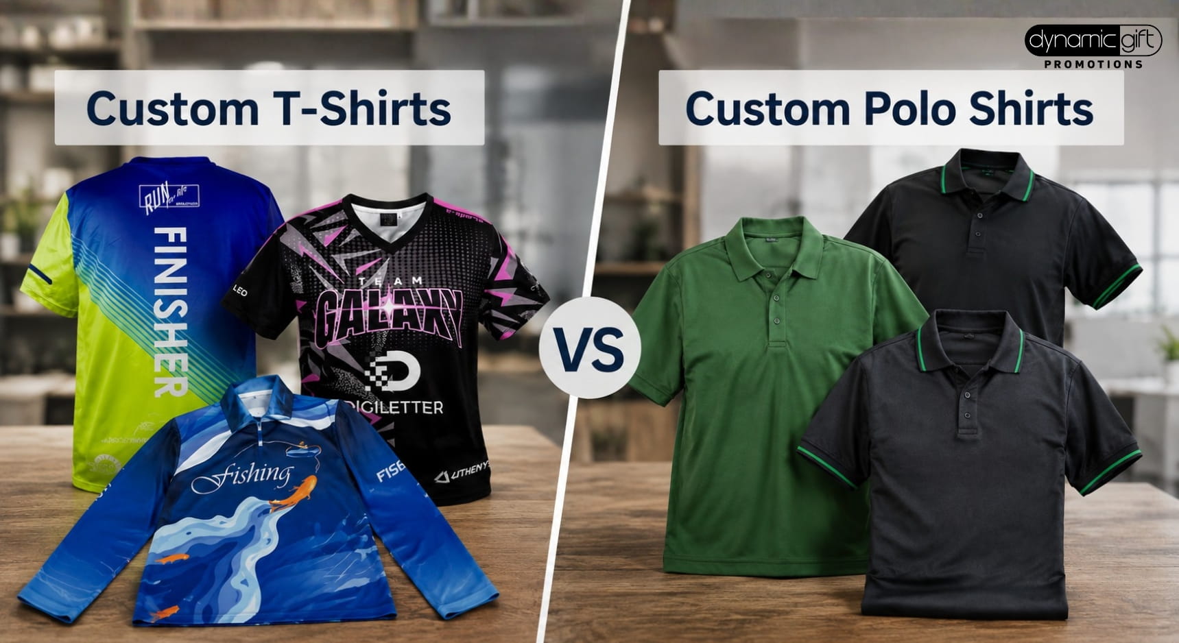 Custom T-shirts vs polo shirts for businesses and teams